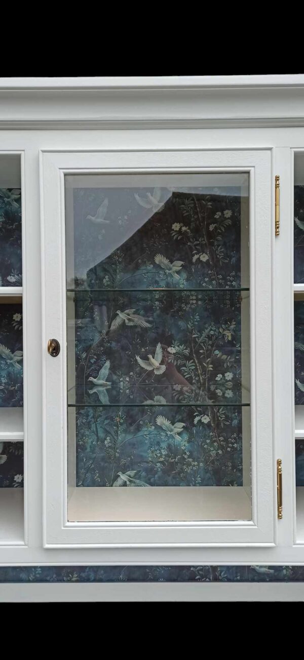 Buffet Vitrine Regal Shabby Upcycling Vintage Weiß Petrol Licht Lorelei – Bild 8