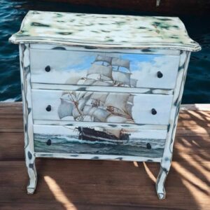 Kommode Shabby Maritim Segelschiff Schubladenschrank Vintage Upcycling