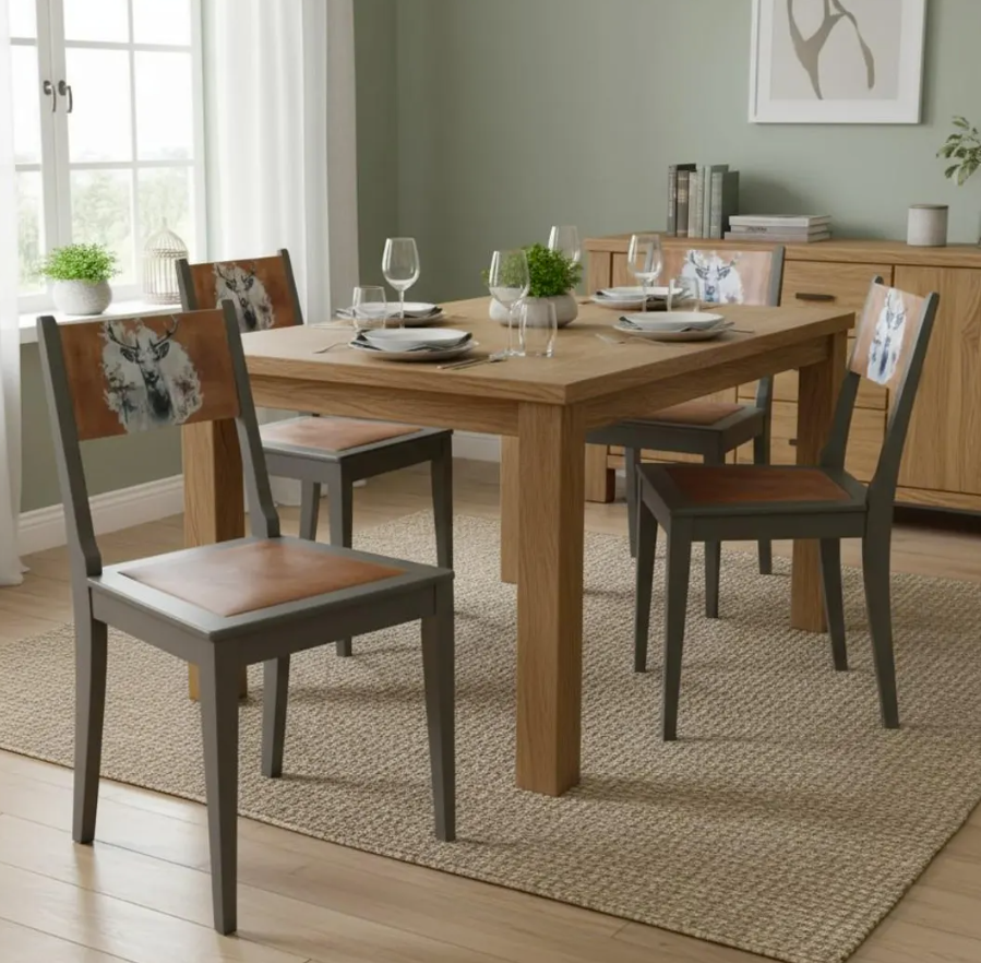 Rustikaler Bauernstuhl „Falk“ – Vintage Stuhl mit Hirschmotiv – Bild 8