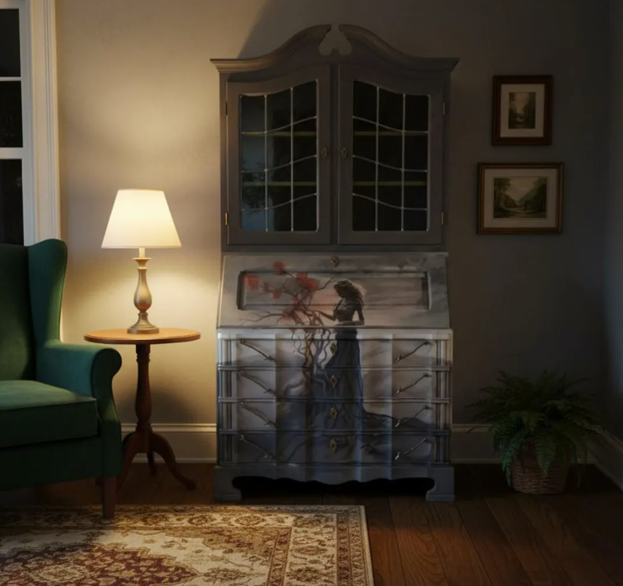 Vintage Sekretär „Alisa“ – einzigartiges Möbelstück mit Beleuchtung – Bild 17