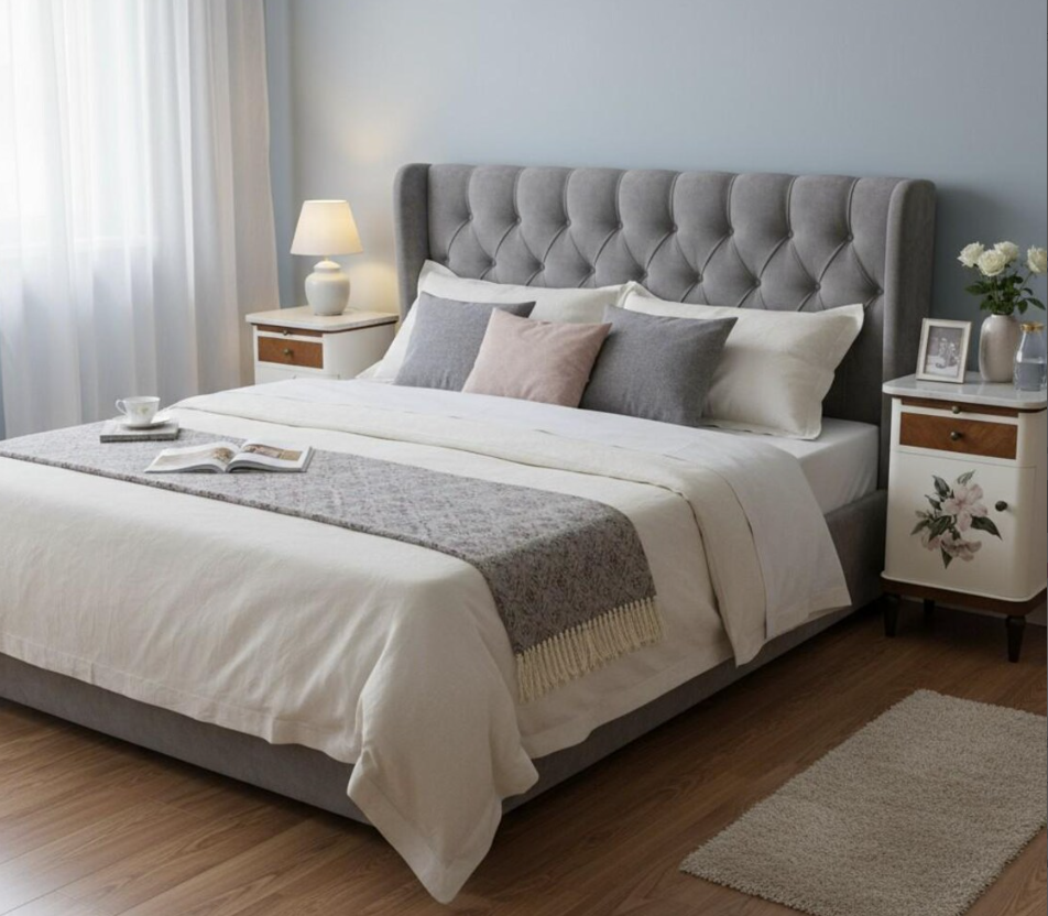 Vintage Nachtschränkchen „Geli & Bertrahm“ – stilvolle Beistellschränkchen mit Marmorplatte – Bild 11