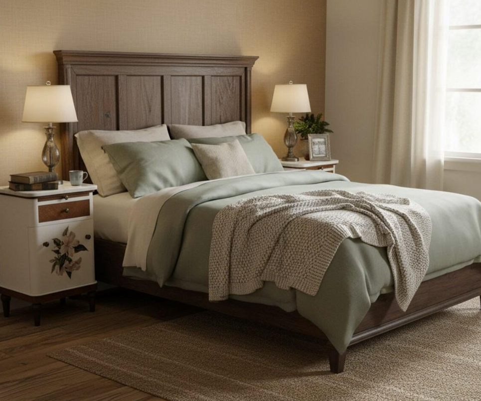 Vintage Nachtschränkchen „Geli & Bertrahm“ – stilvolle Beistellschränkchen mit Marmorplatte – Bild 12