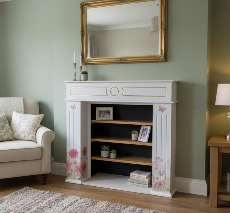 Kaminumrandung „Kamila“ – romantisches Möbelstück mit Blumenmotiv – Bild 9