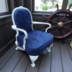 Vintage Sessel „Kajo“ – eleganter Sessel im königsblauen Stoff