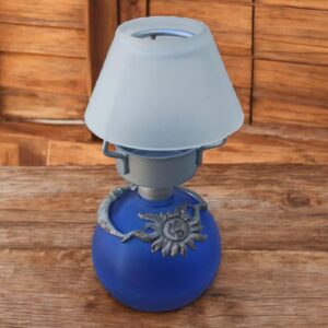 Teelichthalter Flasche Kerzenhalter Blau Sonne Mond Glas Vintage