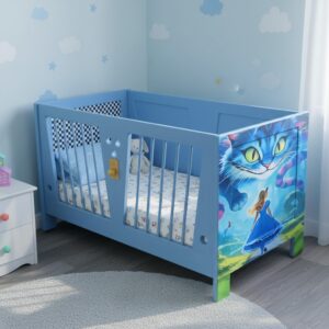 Babybett Holzbett Blau Vintage Upcycling Shabby Blue