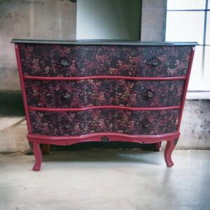 Kommode Schubladenkommode Vintage Upcycling Blumen rot Shabby Handarbeit Jule