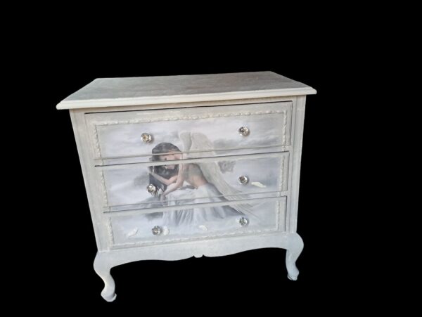 Kommode Shabby Engel Flügel Schubladen grau weiß Vintage Upcycling Angel – Bild 3