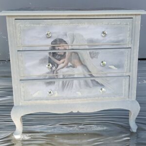 Kommode Shabby Engel Flügel Schubladen grau weiß Vintage Upcycling Angel