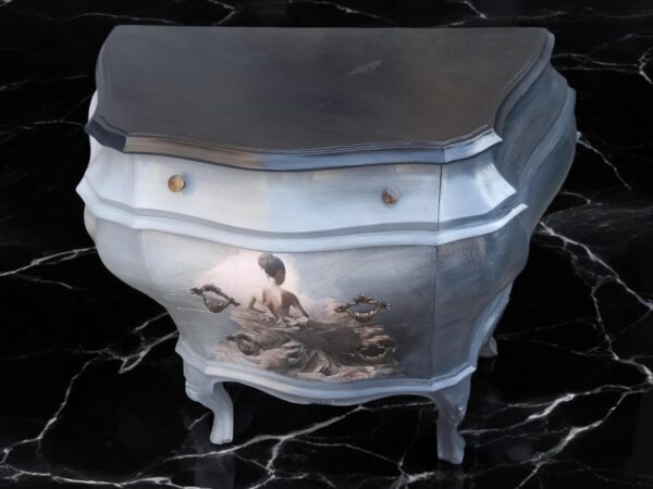Kommode Barock Shabby grau schwarz Frau Schubladen Vintage Upcycling Angelique – Bild 5