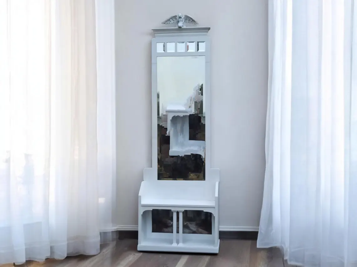 Vintage Upcycling Standspiegel Spiegel Shabby Engel Gabriella