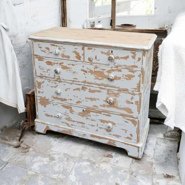 Vintage Upcycling Kommode Shabby Weiß Holz Schubladen