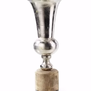 Alu Pokal auf Holzfuß 15X35CM Silber Natur