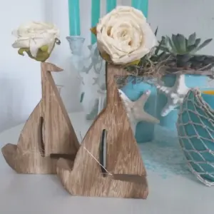 Schiff Holz Maritim Einzelvase Sommer