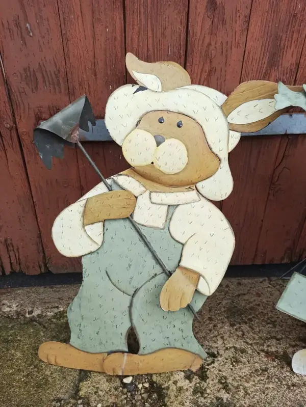 Hasenpaar Blech Ostern Frühling Hase Garten Deko Shabby – Bild 5