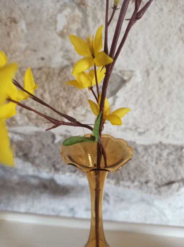 Vase Einzelvase Glas Gelb Handarbeit Vintage – Bild 2