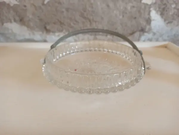 Schale Schüssel Glas Blumen Vintage Henkel 60iger – Bild 3