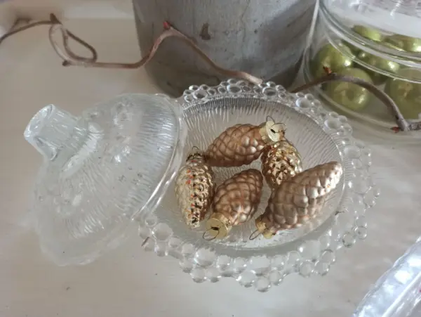 Schale Glas Vintage Deckelschale Bonbon Dose Deckeldose – Bild 2