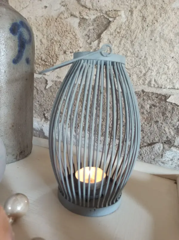 Windlicht Teelichthalter Grau Laterne Metall – Bild 5