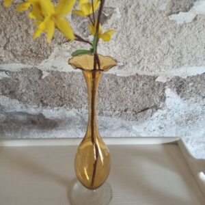 Vase Einzelvase Glas Gelb Handarbeit Vintage