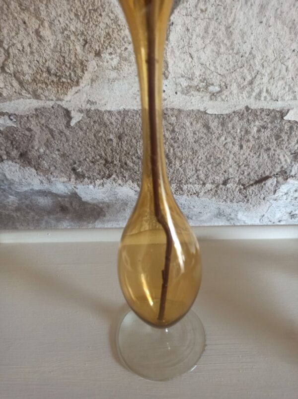 Vase Einzelvase Glas Gelb Handarbeit Vintage – Bild 6
