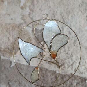 Bild Perlmutt Handarbeit Fensterdeko Vintage