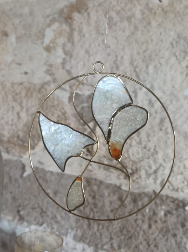 Bild Perlmutt Handarbeit Fensterdeko Vintage