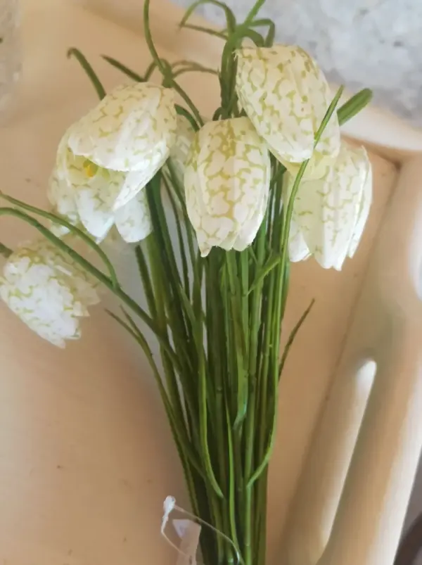 Blume Stiel Künstlich Frühling Seidenblumen Beige 3Stück – Bild 2