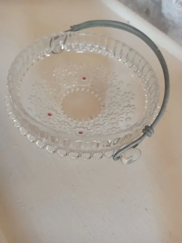 Schale Schüssel Glas Blumen Vintage Henkel 60iger – Bild 6