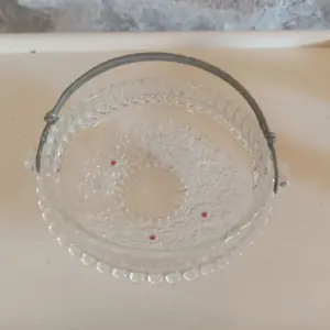 Schale Schüssel Glas Blumen Vintage Henkel 60iger