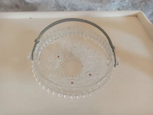 Schale Schüssel Glas Blumen Vintage Henkel 60iger