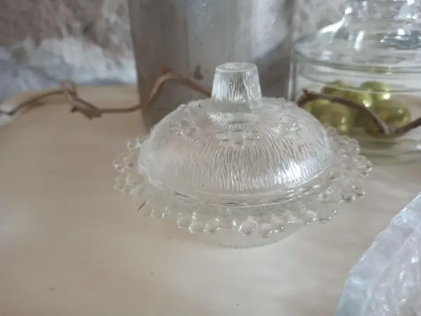 Schale Glas Vintage Deckelschale Bonbon Dose Deckeldose – Bild 4