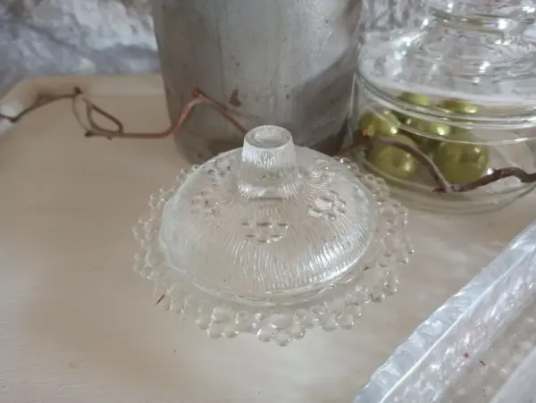 Schale Glas Vintage Deckelschale Bonbon Dose Deckeldose