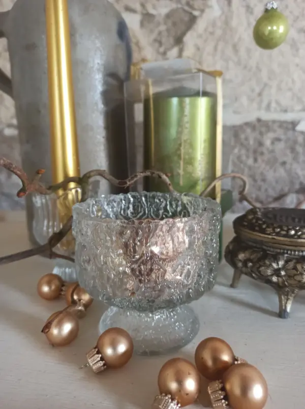 Glasschale Schale Glas Vintage Kerzenglas Servierglas