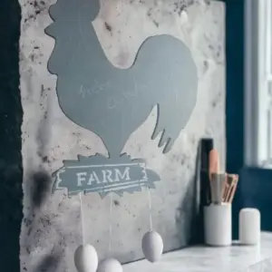 Memoboard Tafelboard Huhn Ostern Frühling Tafellack Grau