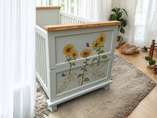 Kinderbett Jugendbett Sonnenblumen Shabby Vintage Upcycling Sunny – Bild 8
