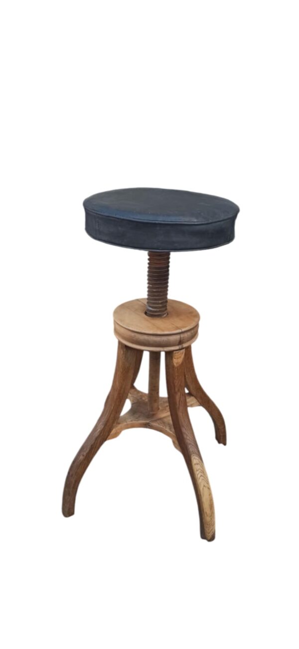 Hocker Holz Drehhocker Leder Jonathan – Bild 5