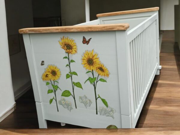 Kinderbett Jugendbett Sonnenblumen Shabby Vintage Upcycling Sunny – Bild 4
