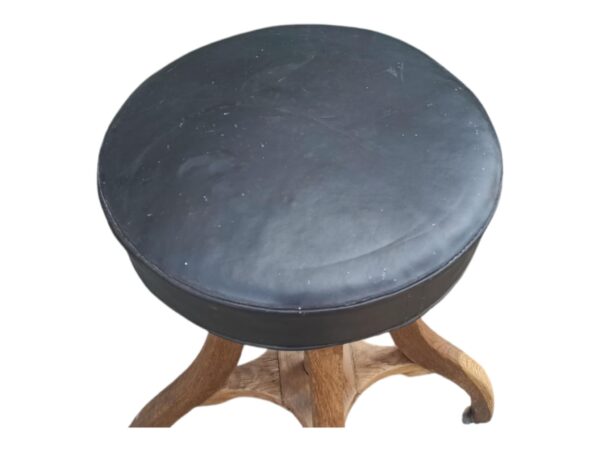 Hocker Holz Drehhocker Leder Jonathan – Bild 7