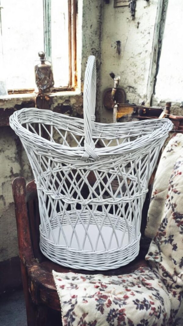 Korb Wäschekorb Shabby upcycling Weiß – Bild 3