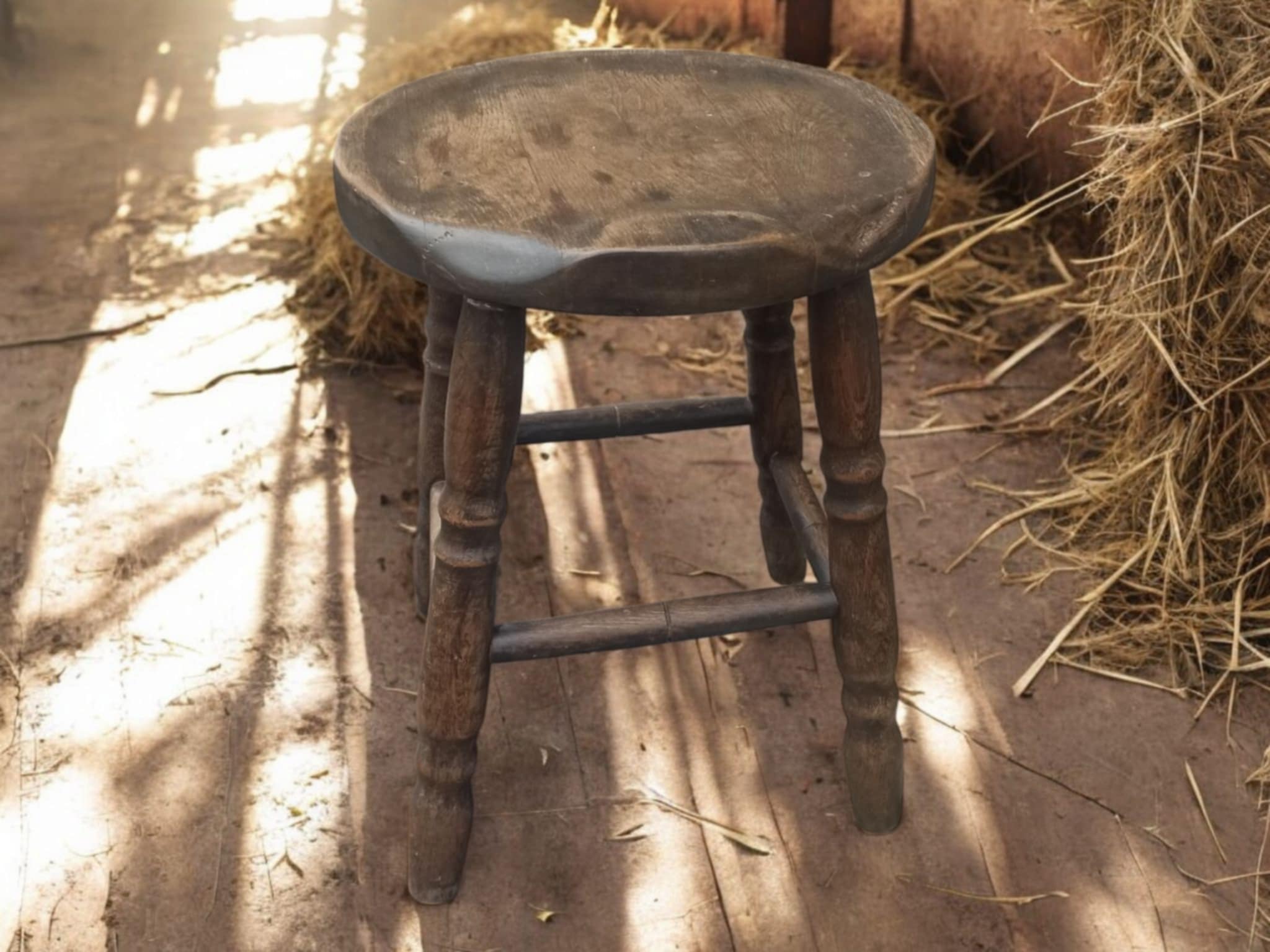 Milchhocker Holzschemel Hocker Alt Shabby Upcycling Emil – Bild 3