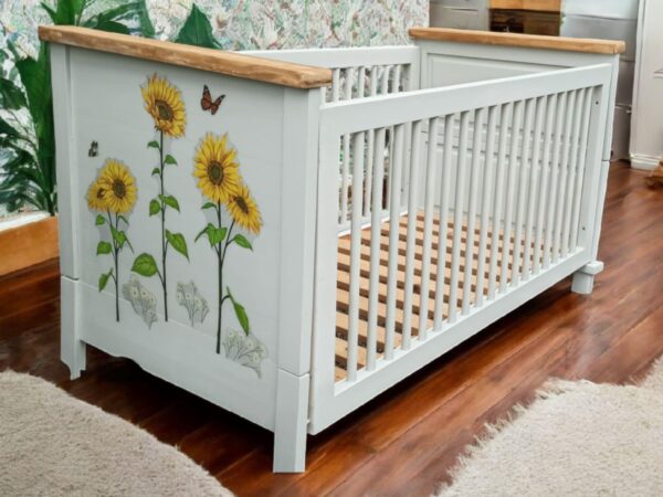 Kinderbett Jugendbett Sonnenblumen Shabby Vintage Upcycling Sunny – Bild 7
