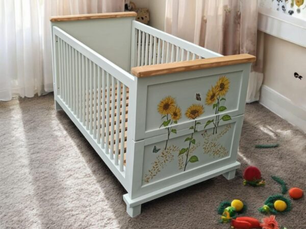 Kinderbett Jugendbett Sonnenblumen Shabby Vintage Upcycling Sunny