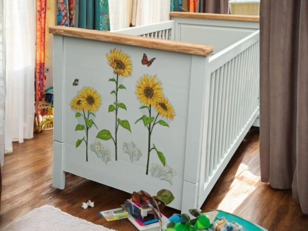 Kinderbett Jugendbett Sonnenblumen Shabby Vintage Upcycling Sunny – Bild 3