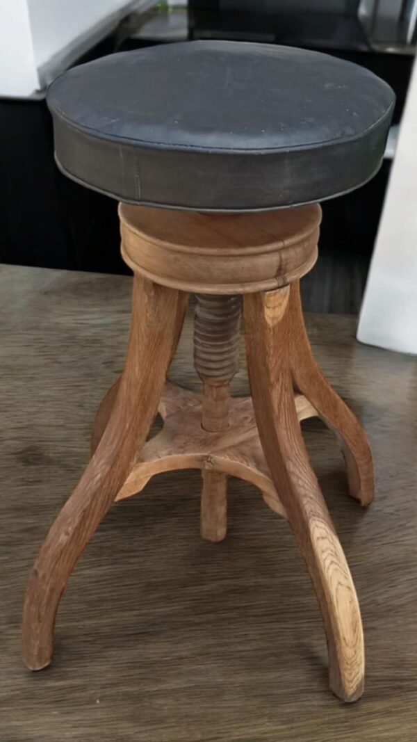 Hocker Holz Drehhocker Leder Jonathan – Bild 6