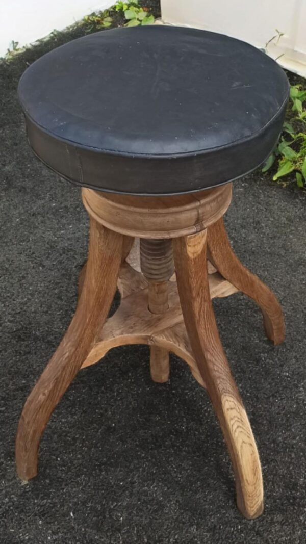 Hocker Holz Drehhocker Leder Jonathan – Bild 3