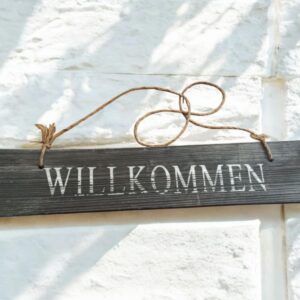 Schild Holzschild Willkommen Landhaus