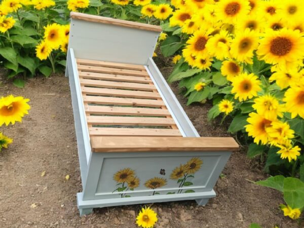 Kinderbett Jugendbett Sonnenblumen Shabby Vintage Upcycling Sunny – Bild 10