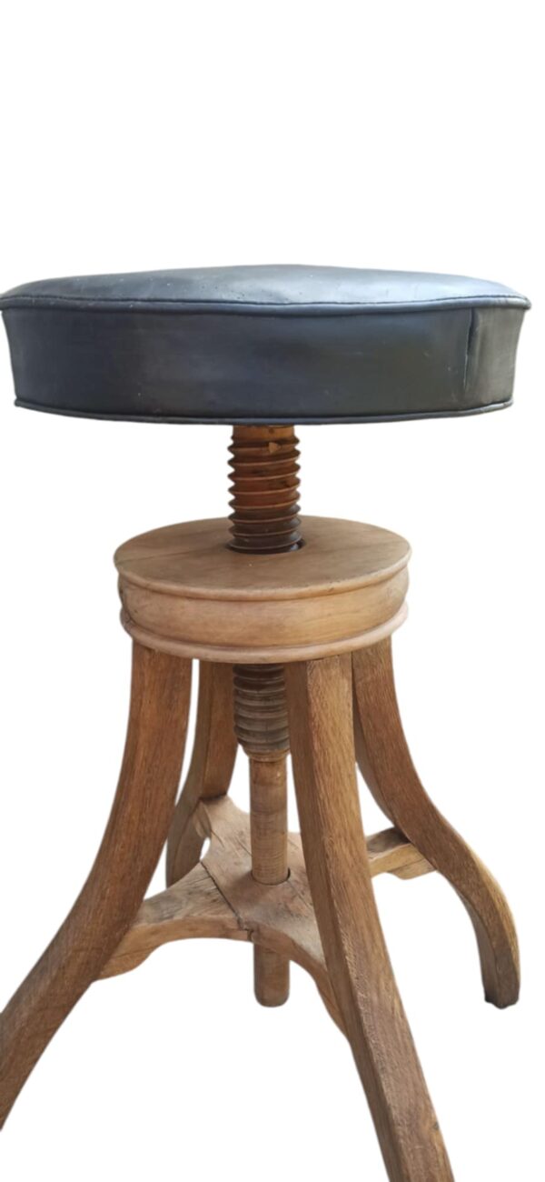 Hocker Holz Drehhocker Leder Jonathan – Bild 2