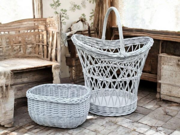 Korb Wäschekorb Shabby upcycling Weiß